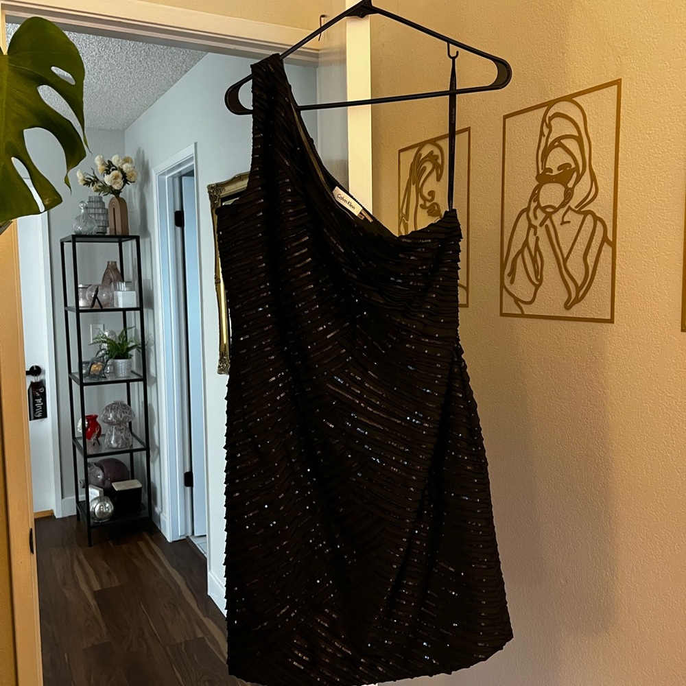 Calvin Klein Elegant Black One-Shoulder Dress